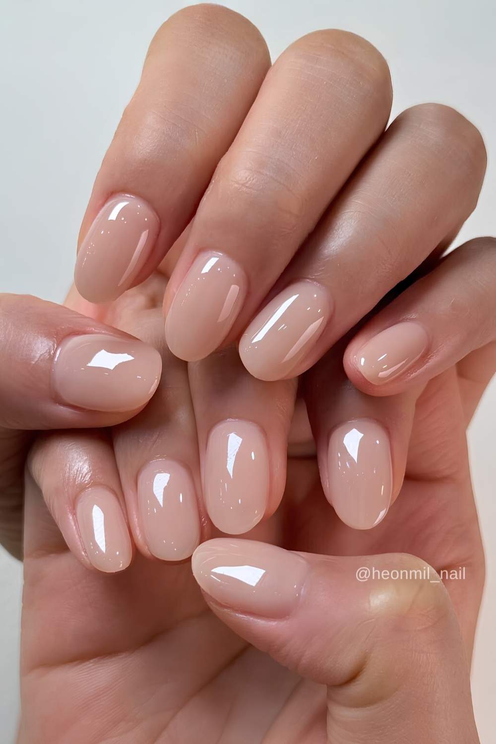 Sheer nude oval manicure