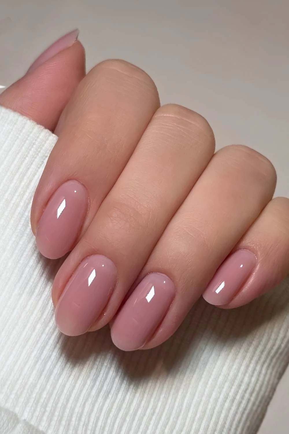 Sheer rosy pink manicure