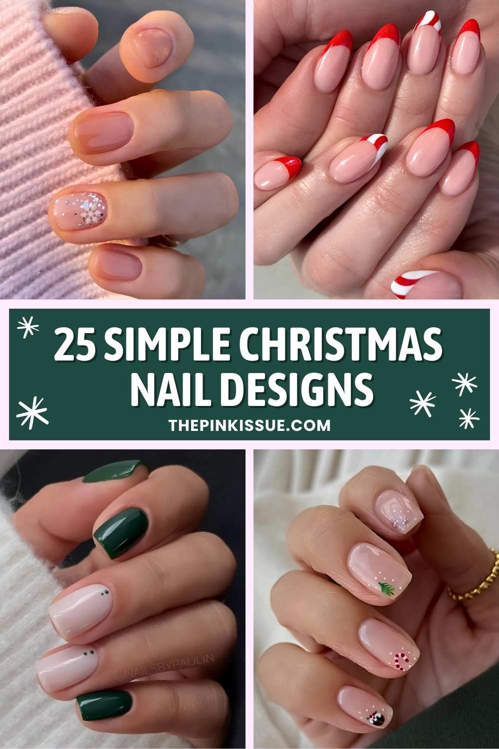 Simple Christmas nail inspo Pinterest