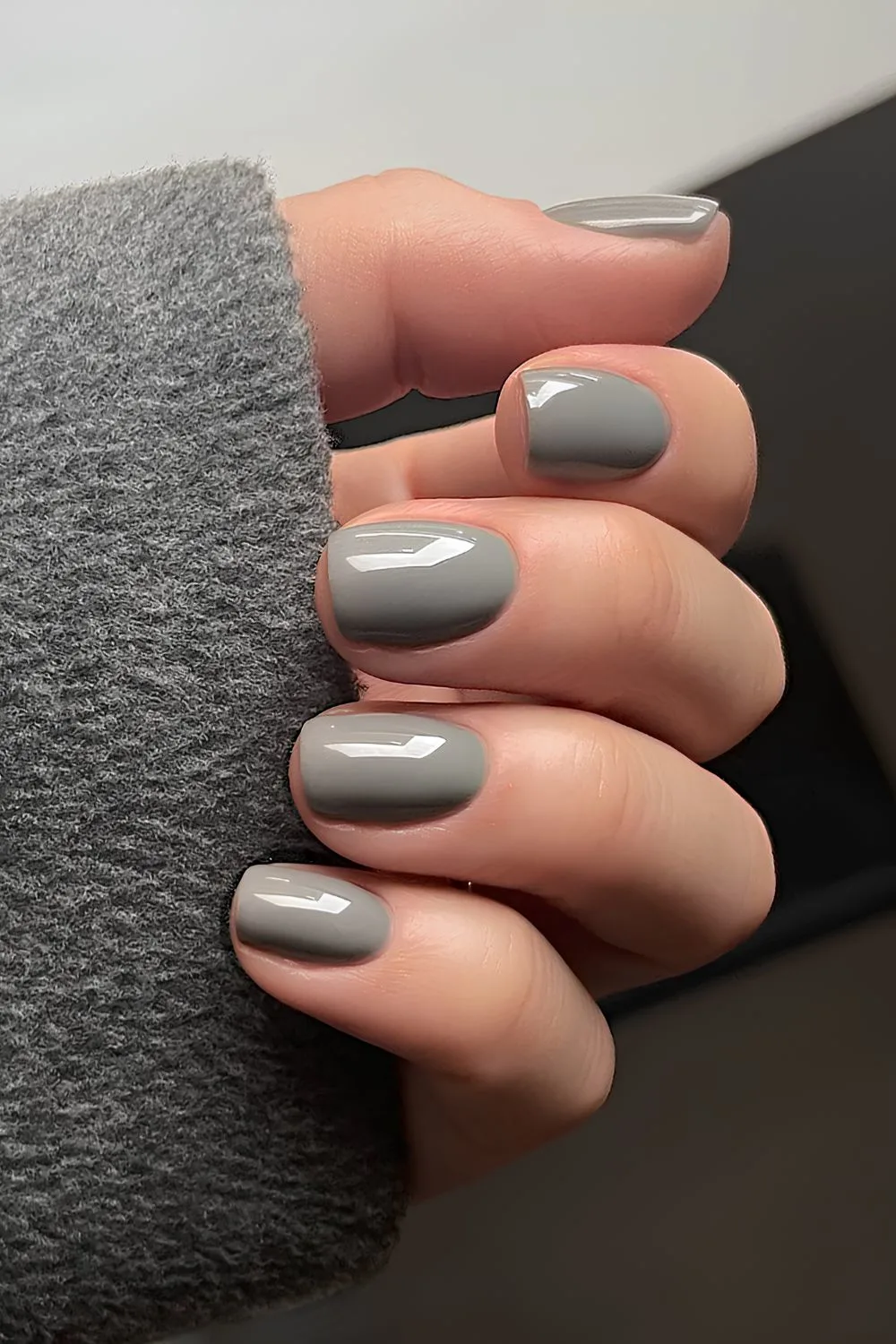 Solid stone gray manicure