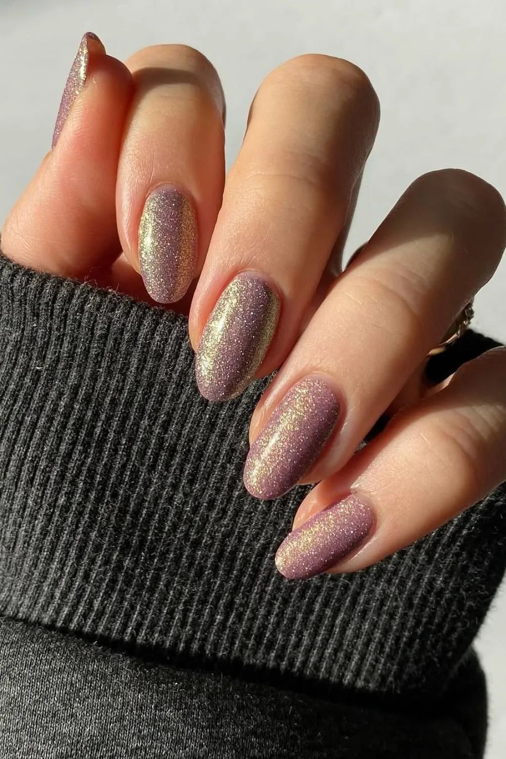 Taupe glitter nails