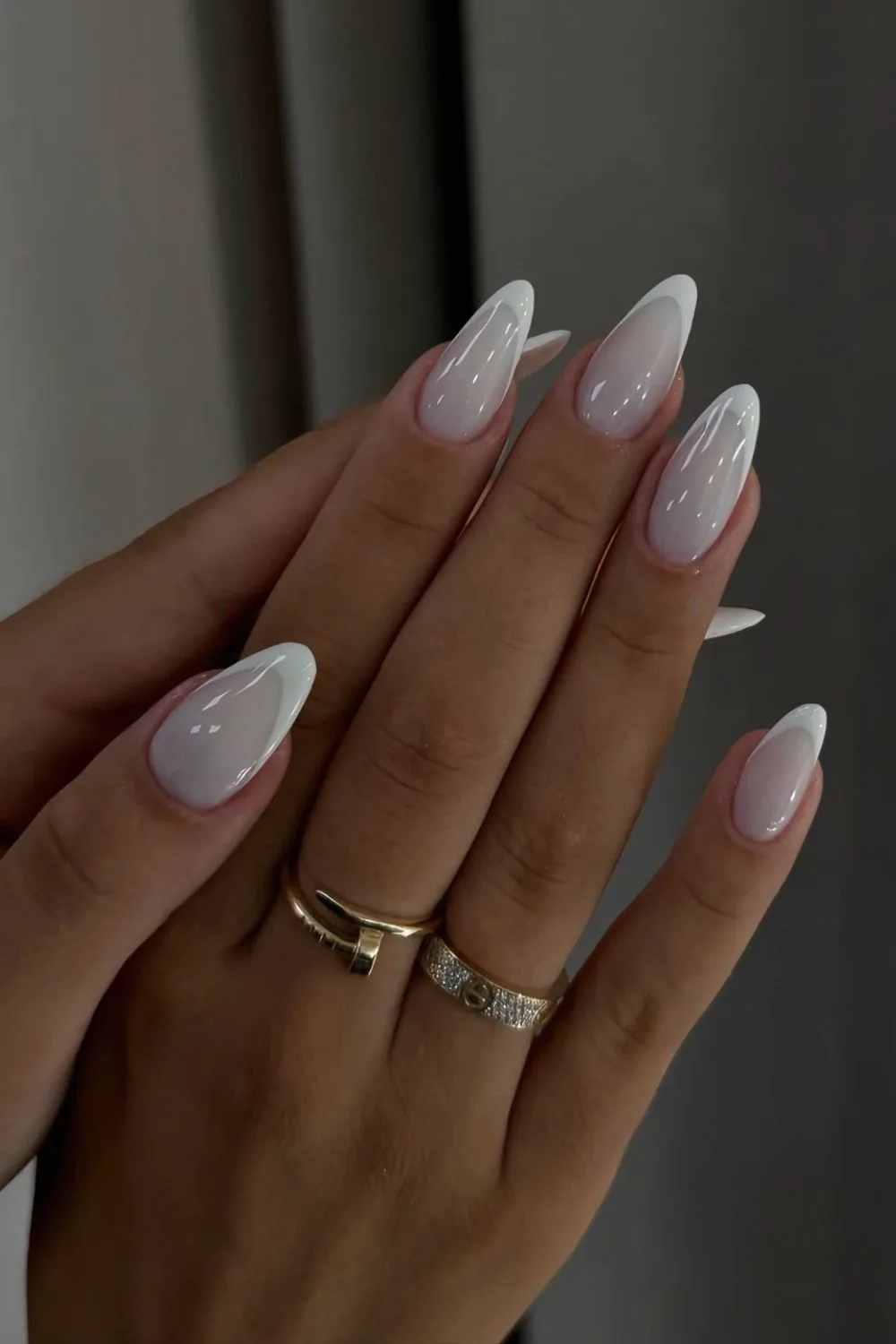 White French manicure with milky base