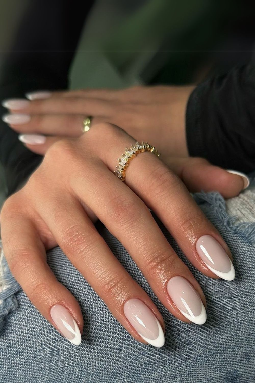 White French tips with milky base