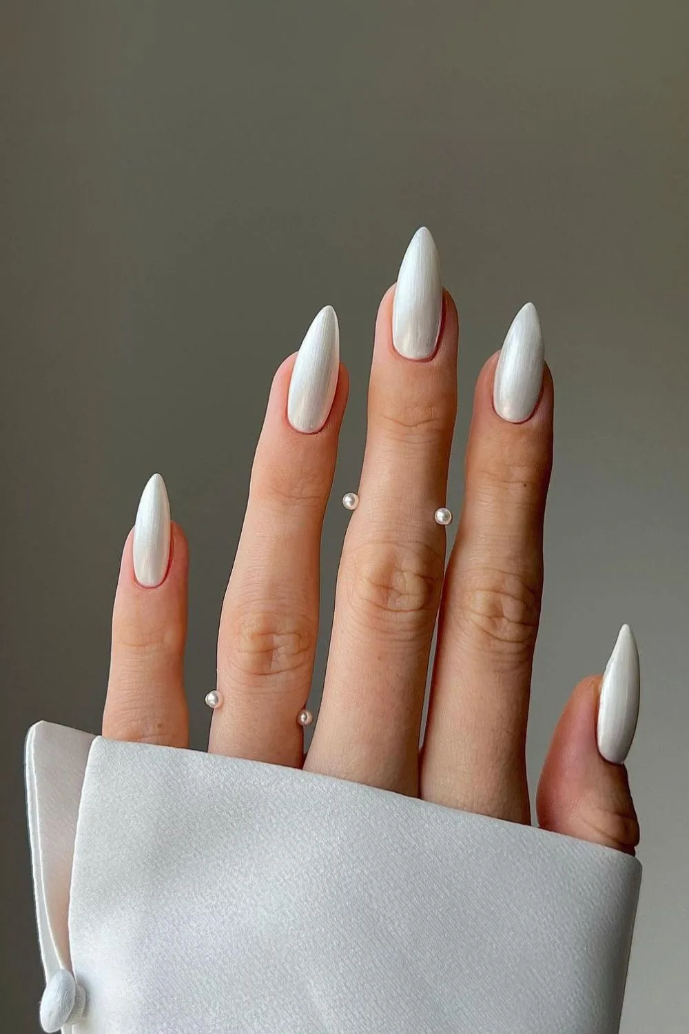 White satin-effect nails