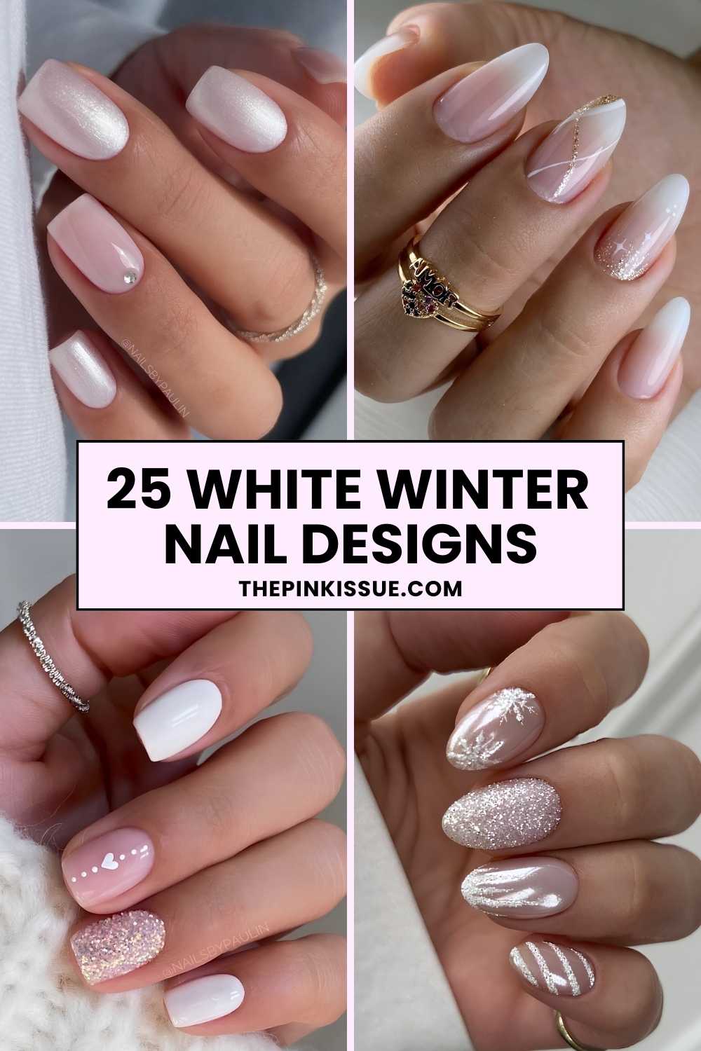 White winter nail designs Pinterest