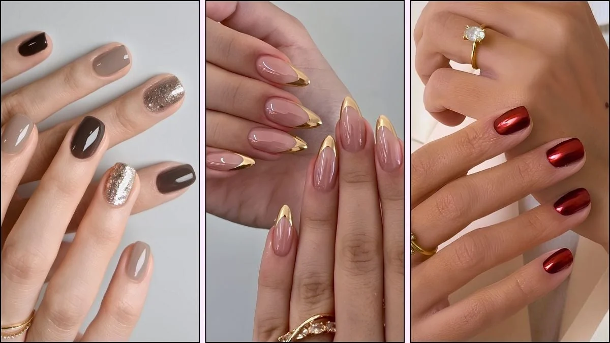 A collage of nail designs for winter