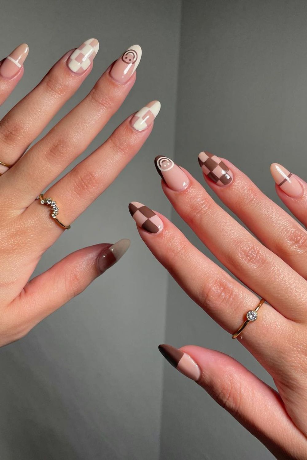 mix and match nails in brown shades