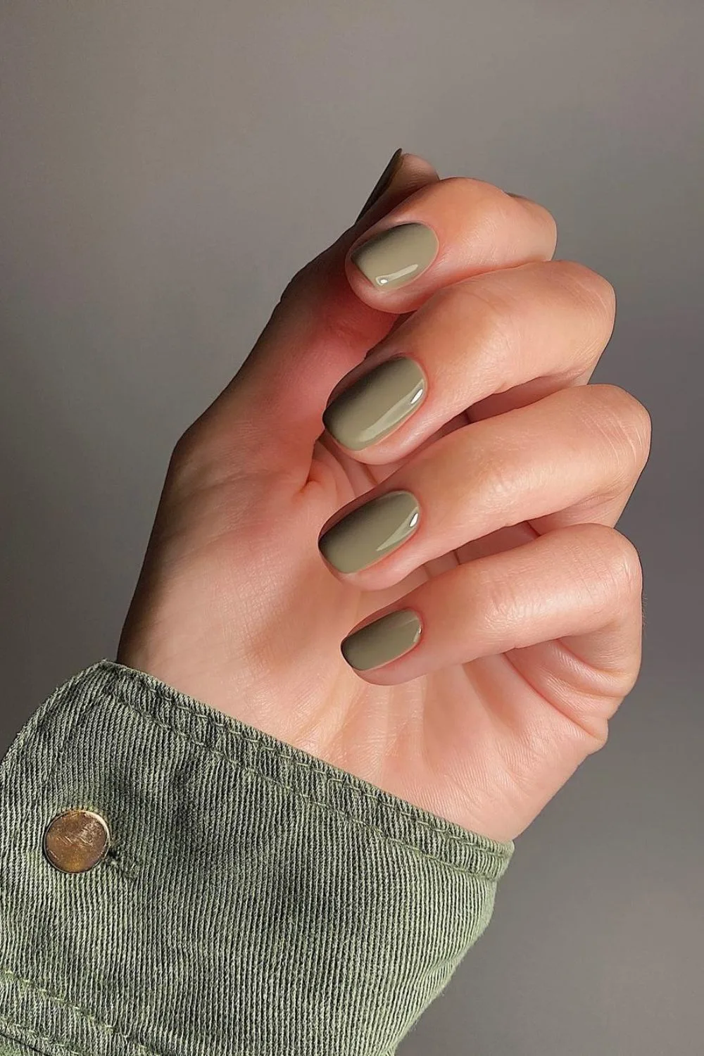 short olive green nails