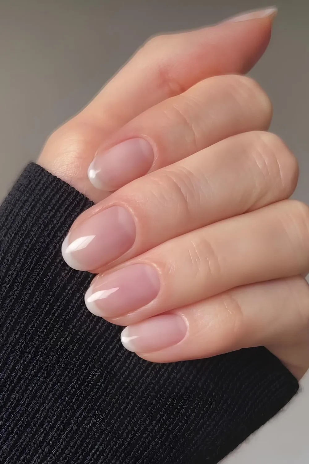 Ballerina micro French tip nails in soft pink