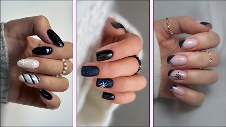 35 Black Christmas Nail Ideas You’ll Want to Screenshot ASAP