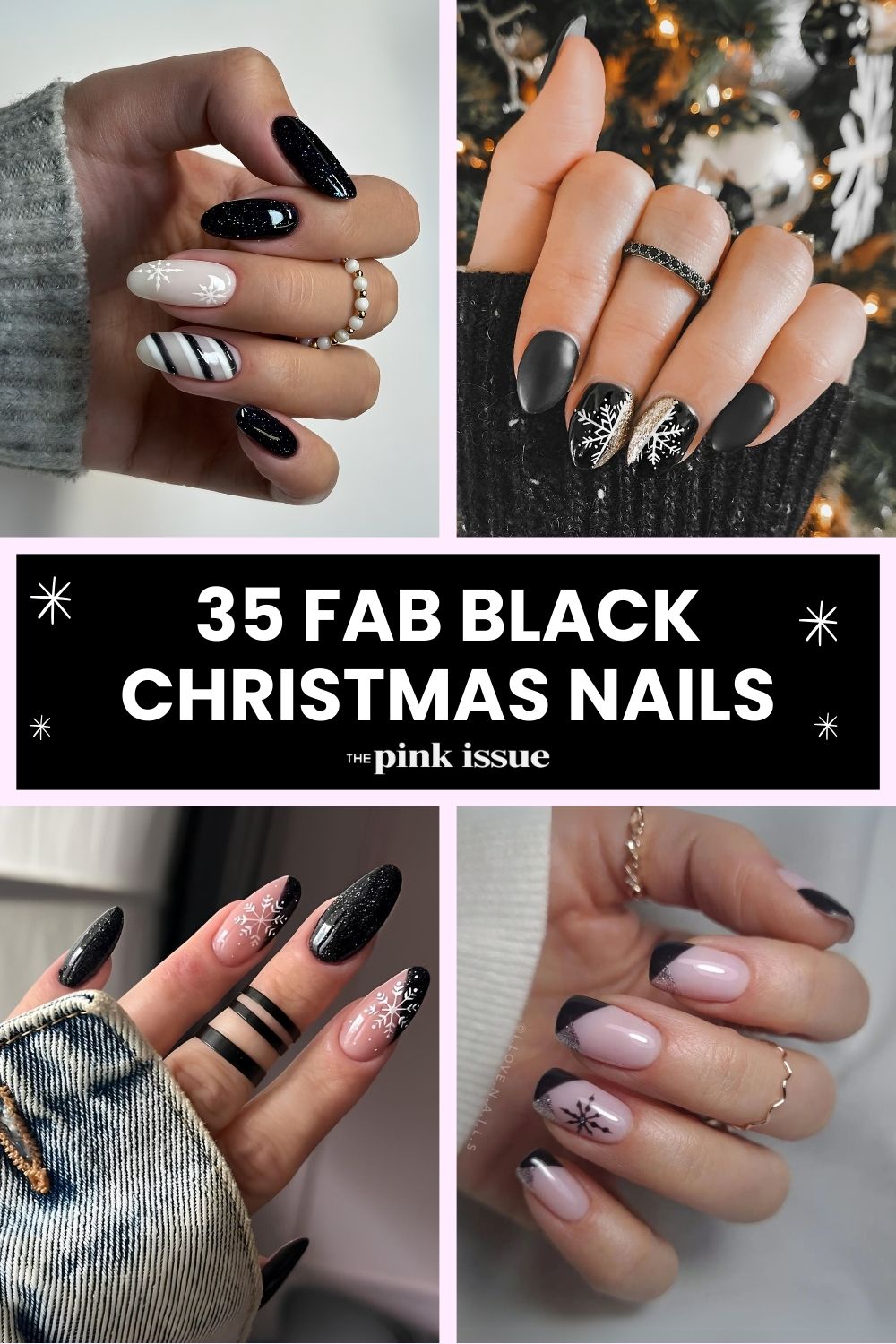 Black Christmas nail ideas Pinterest