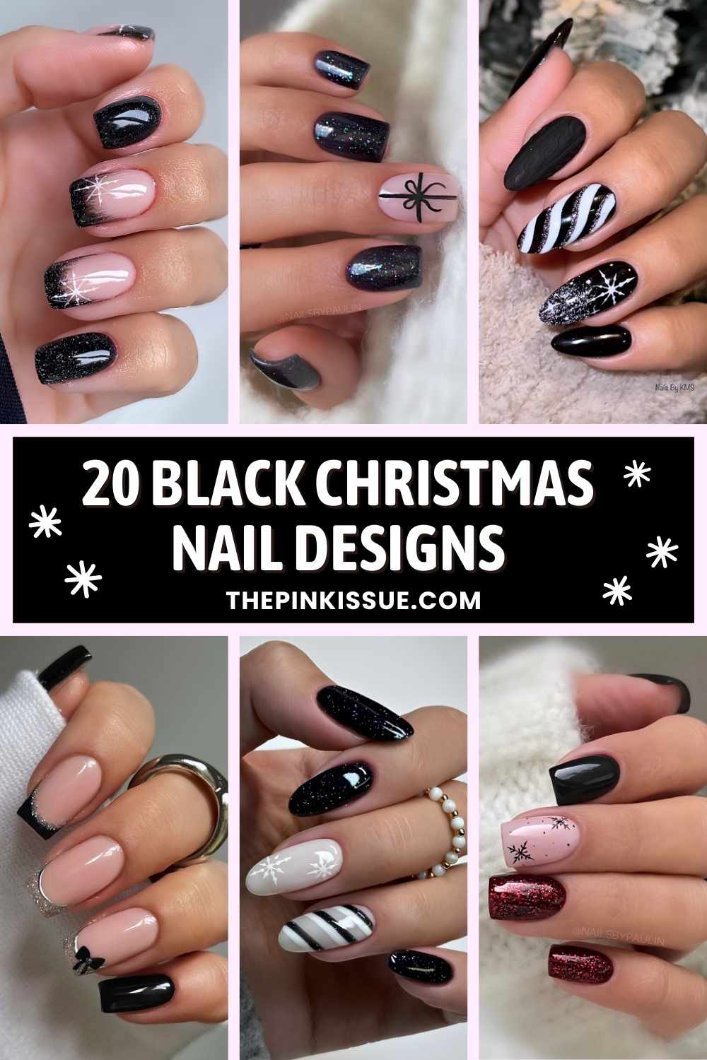 Black Christmas nail inspo Pinterest