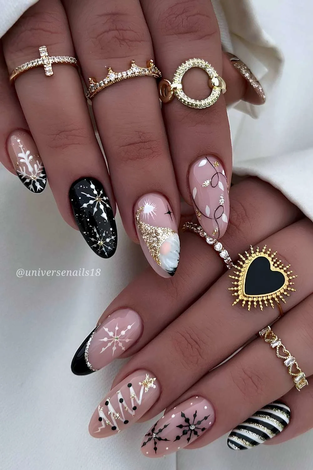 Black mix and match Christmas nails