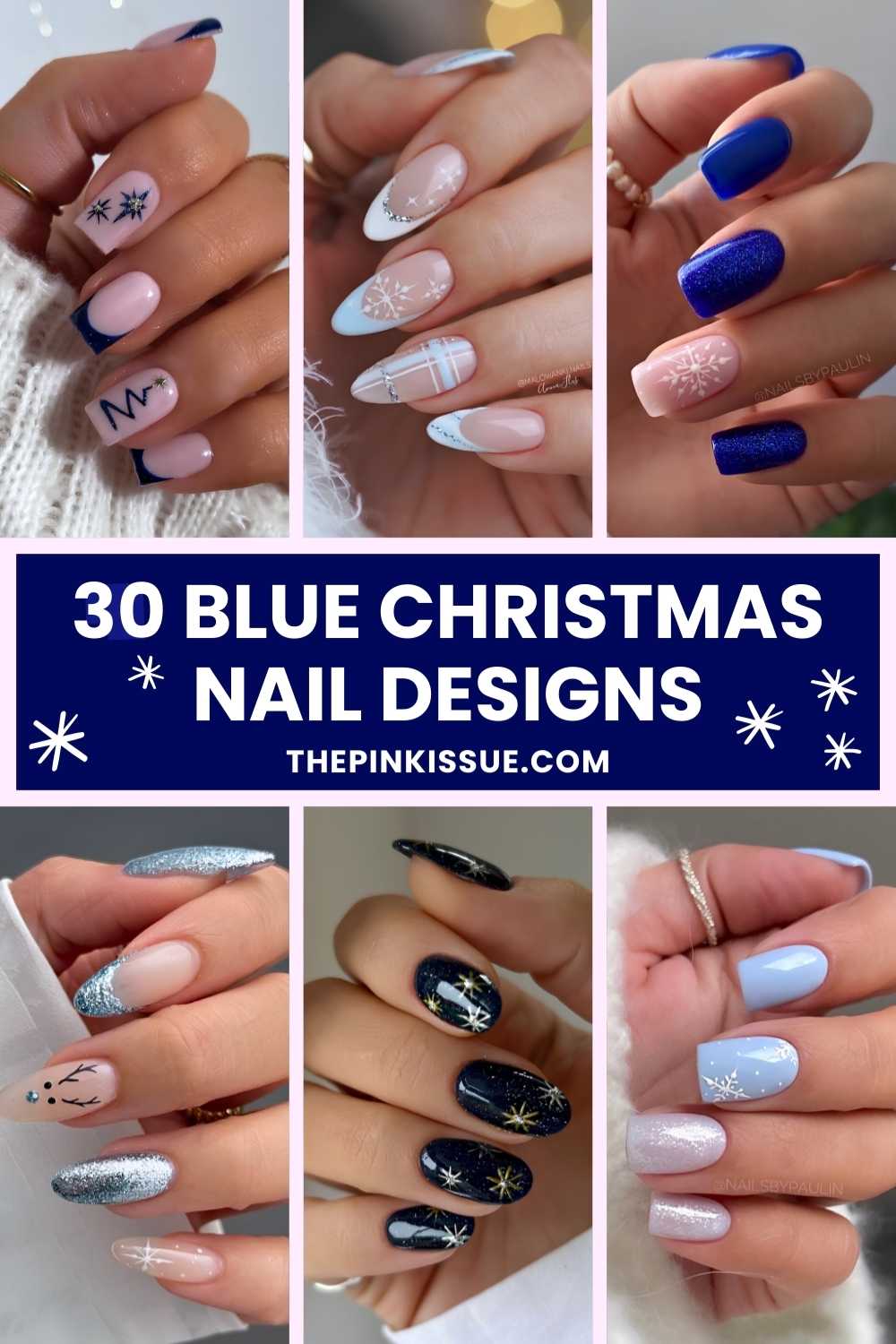 Blue Christmas nail designs Pinterest