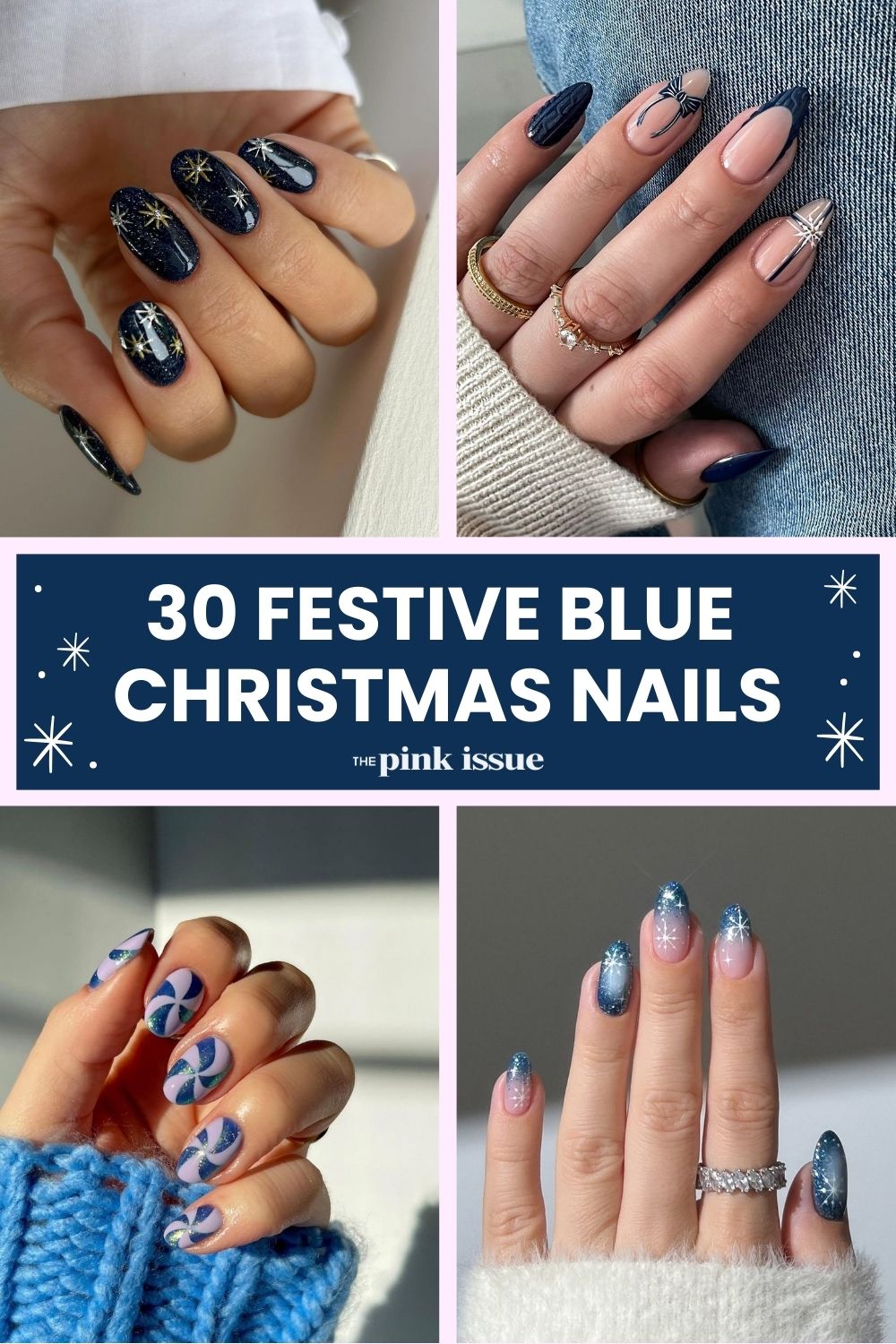 Blue Christmas nails Pinterest