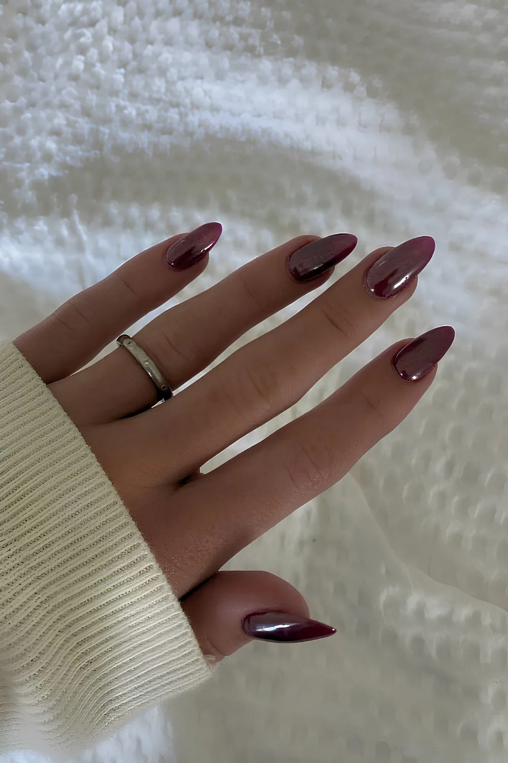 Cherry mocha chrome nails