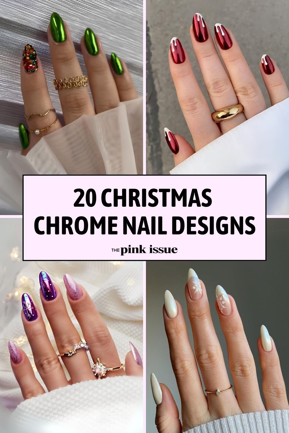 Christmas chrome nail ideas Pinterest