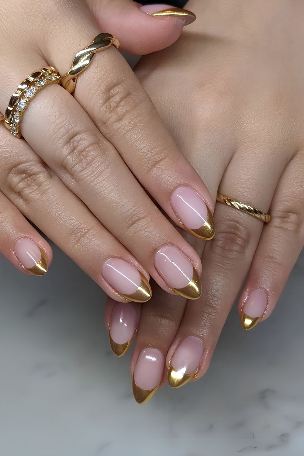 Classic gold French nails