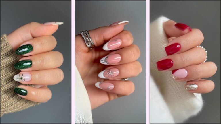 A collage of classy nail designs for Christmas