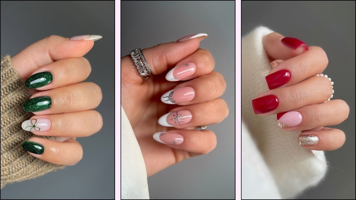 A collage of classy nail designs for Christmas