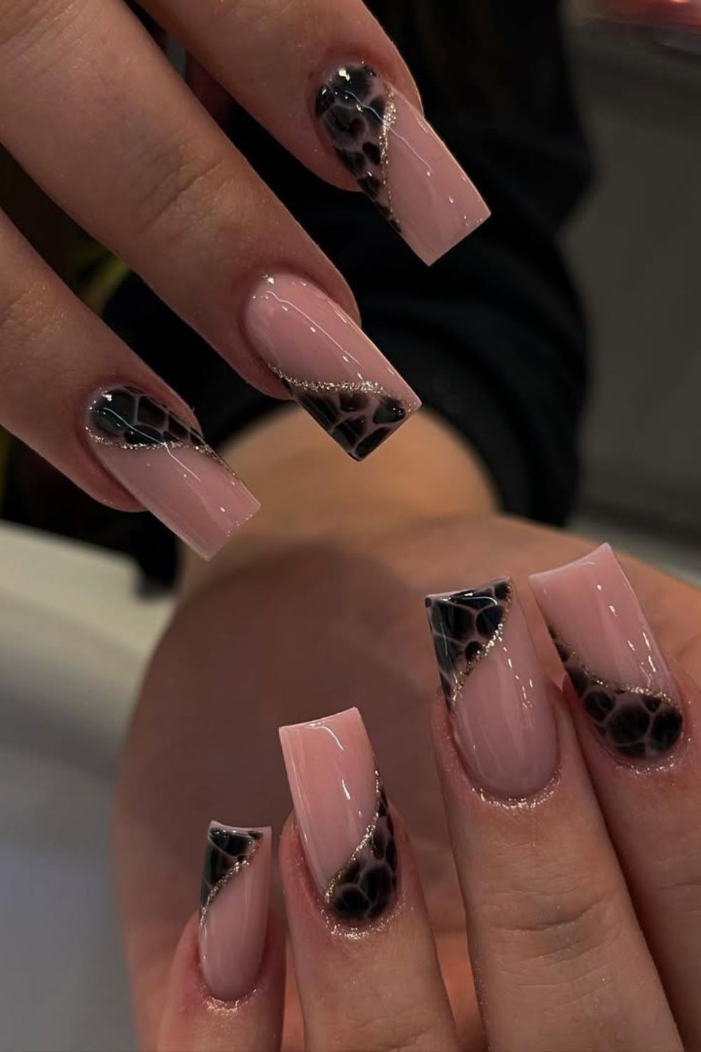 Crocodile print French tip nails