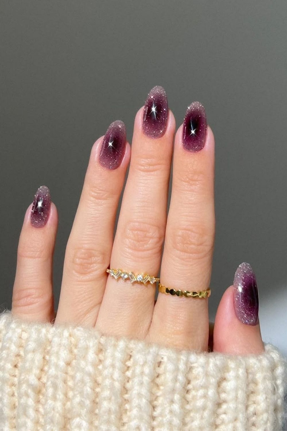 Dark purple glitter nails