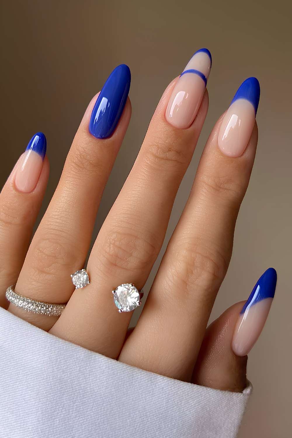 Deep blue mixed layout manicure