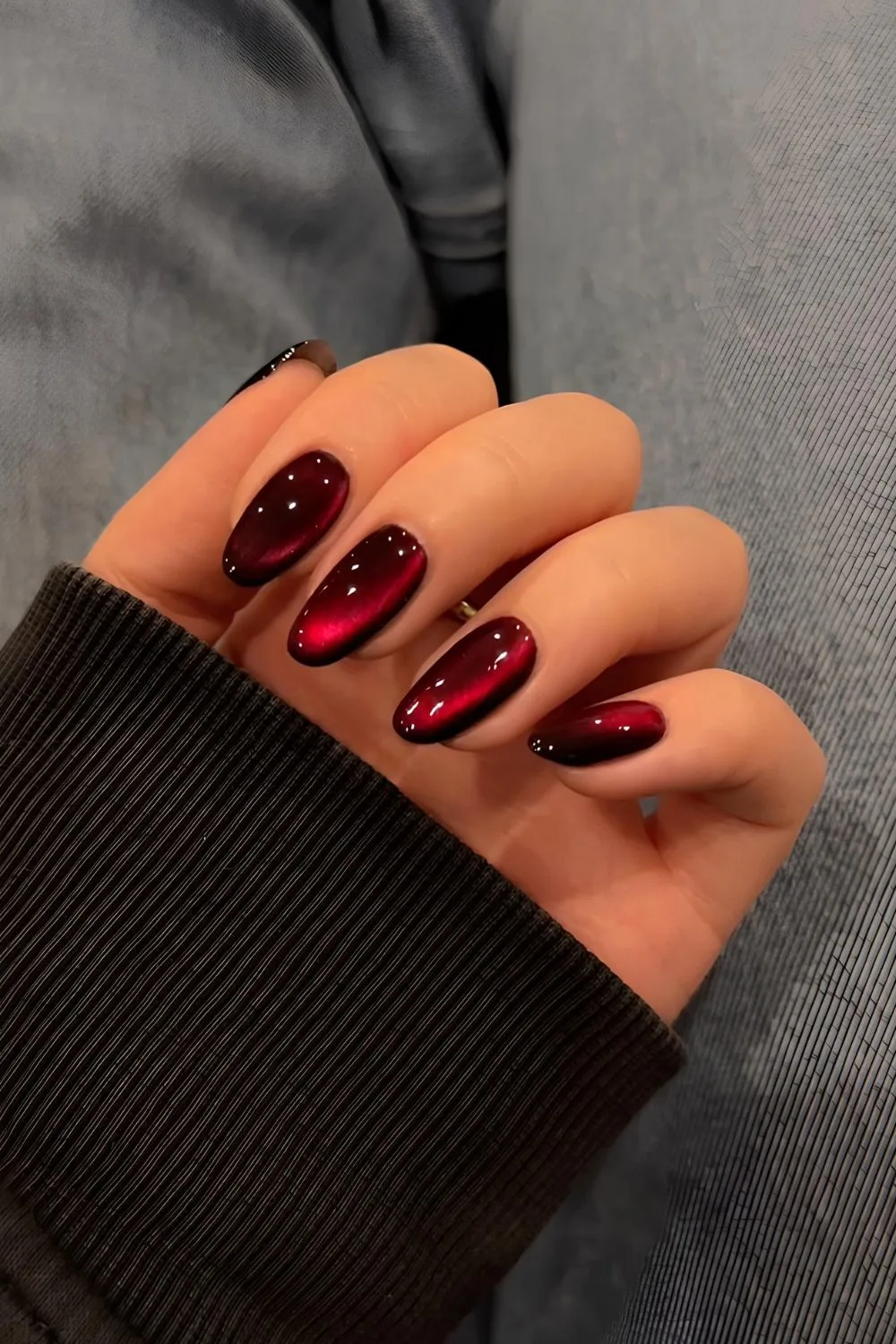 Deep red glass nails