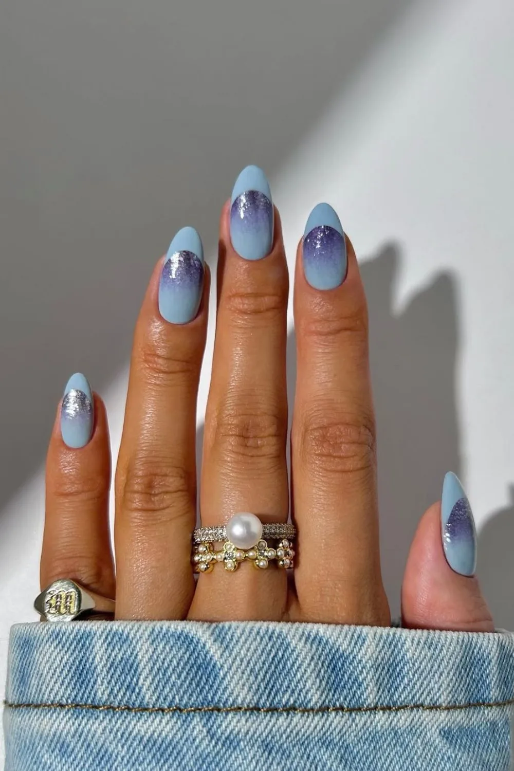 Denim ombre French tip nails