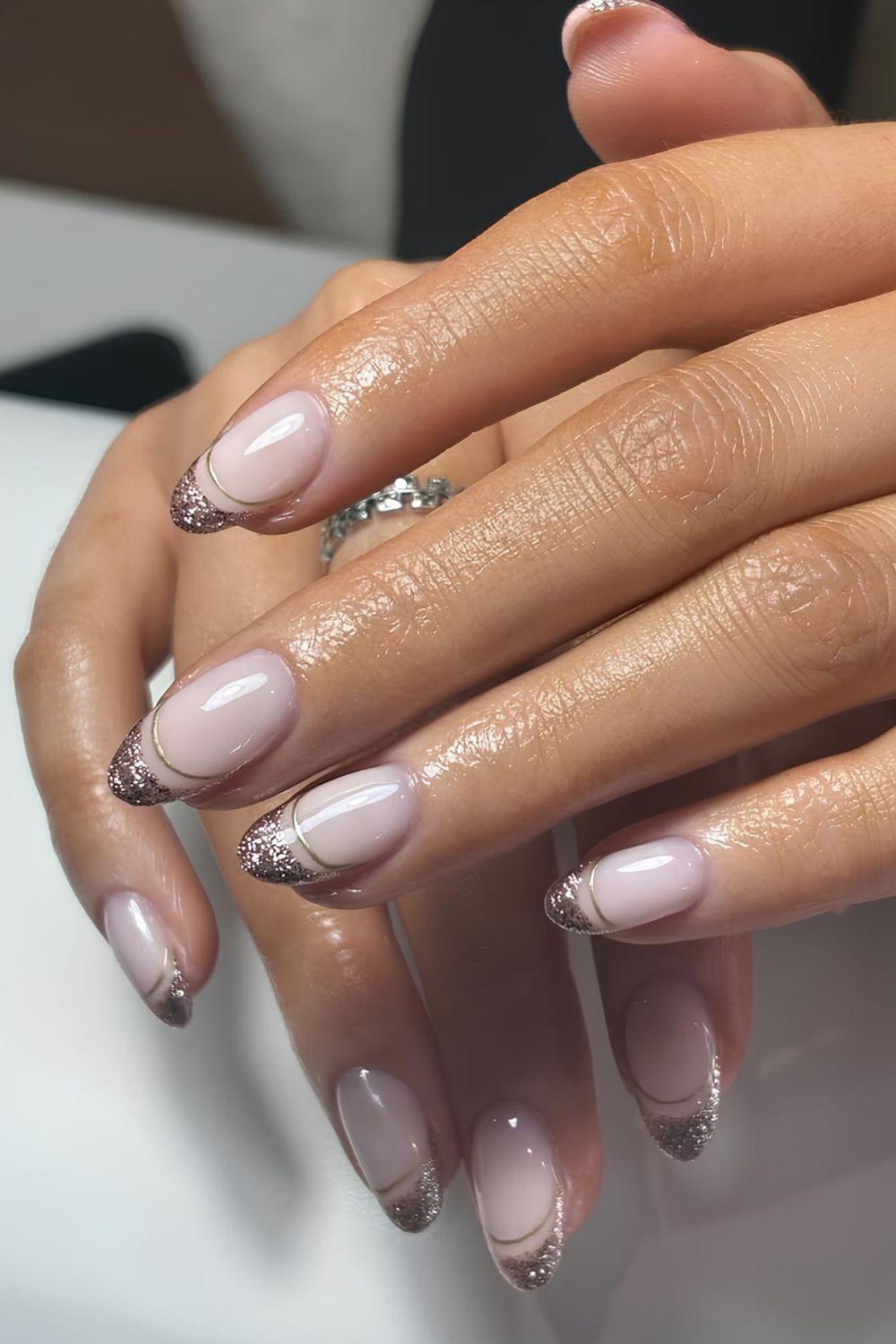 Double silver French tip mani