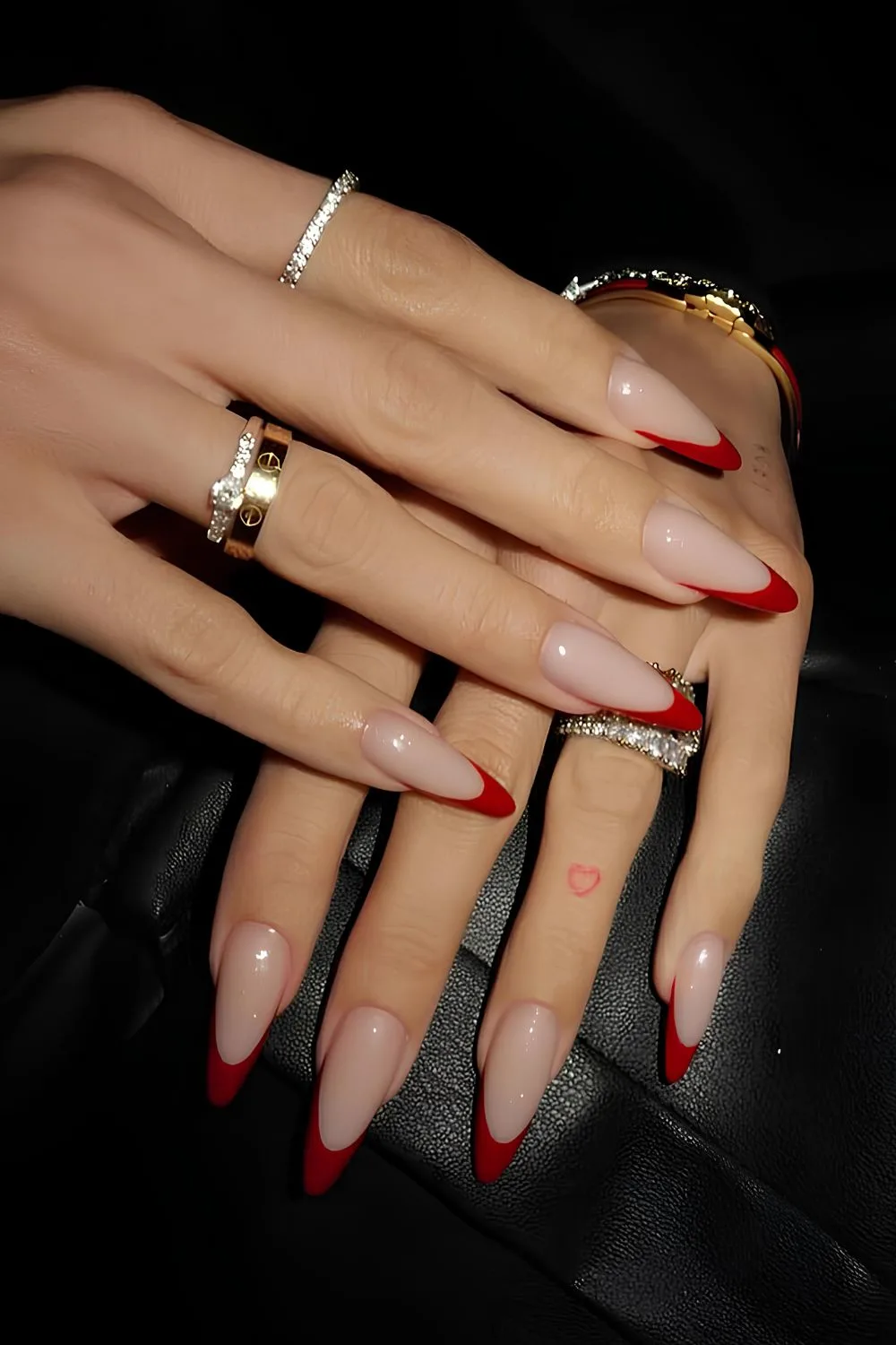 Elegant red French tip manicure