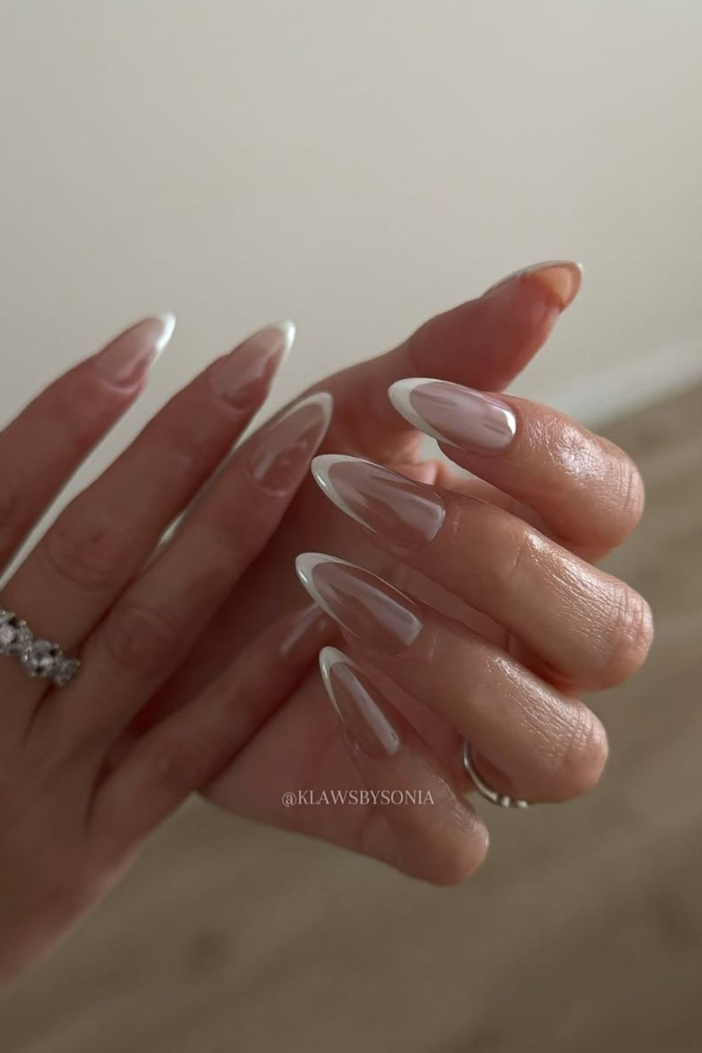 French tip nails with chrome finish