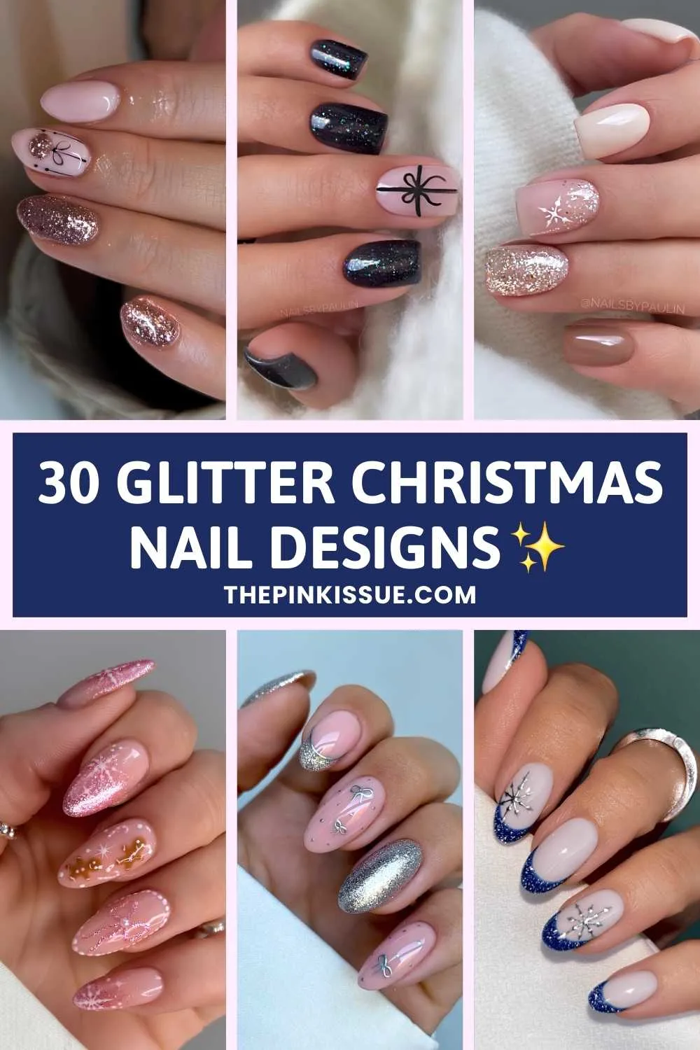 Glitter Christmas nail ideas Pinterest