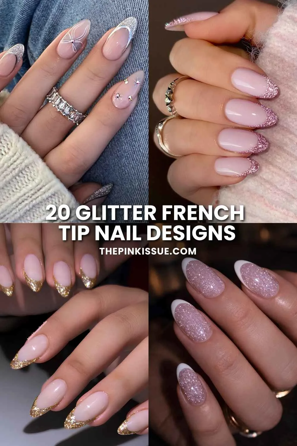 Glitter French tip mani inspo Pinterest