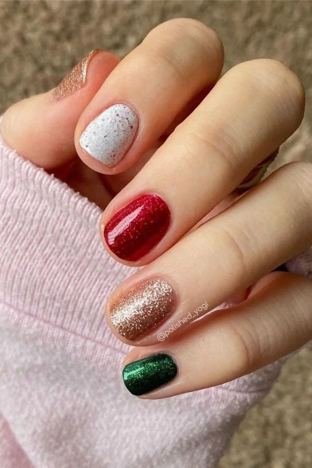 Glitter skittle nails