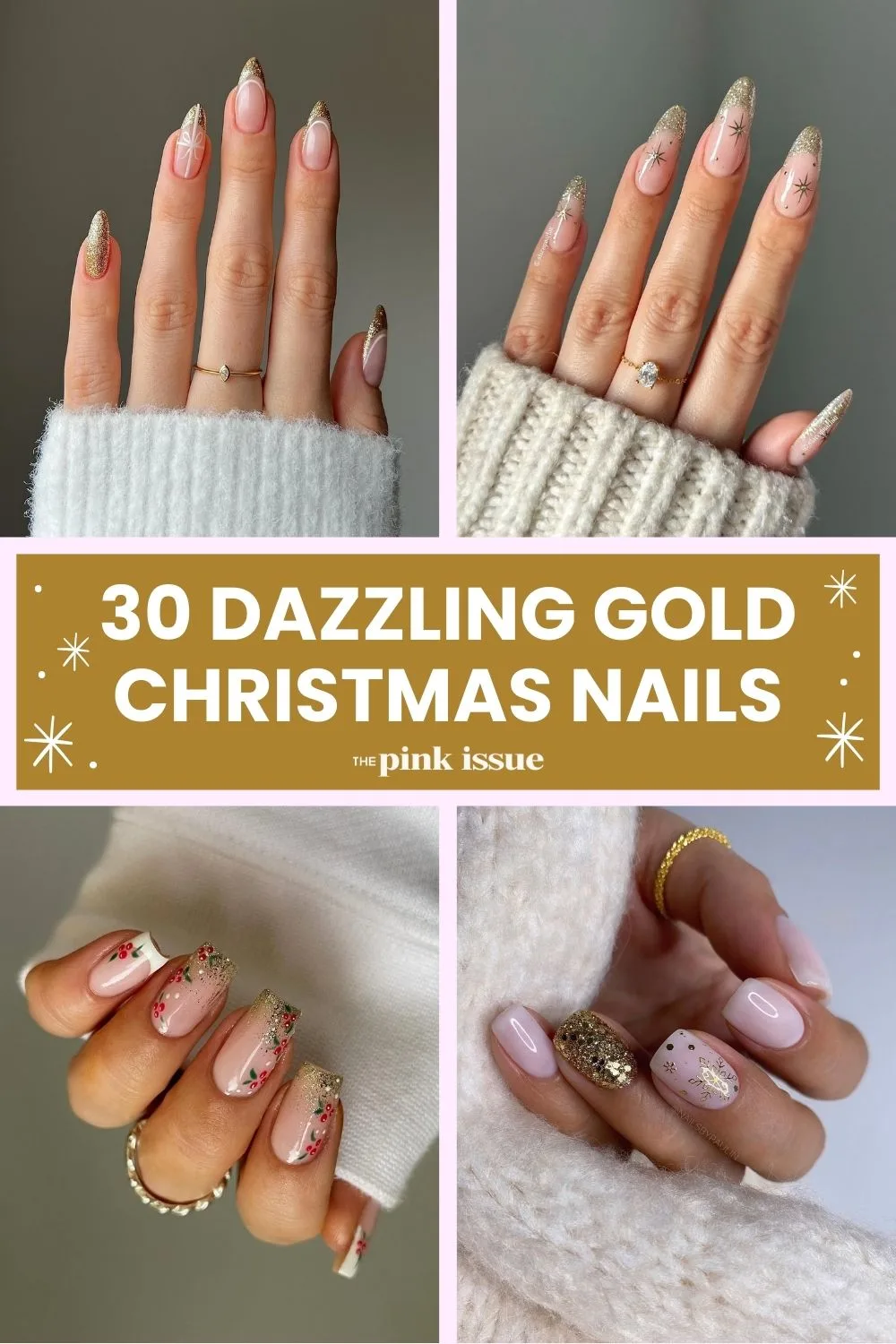 Gold Christmas nails pinterest