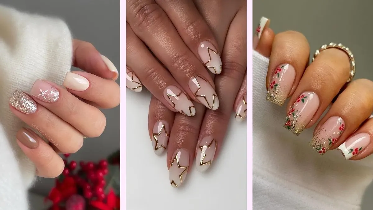 Gold Christmas nails