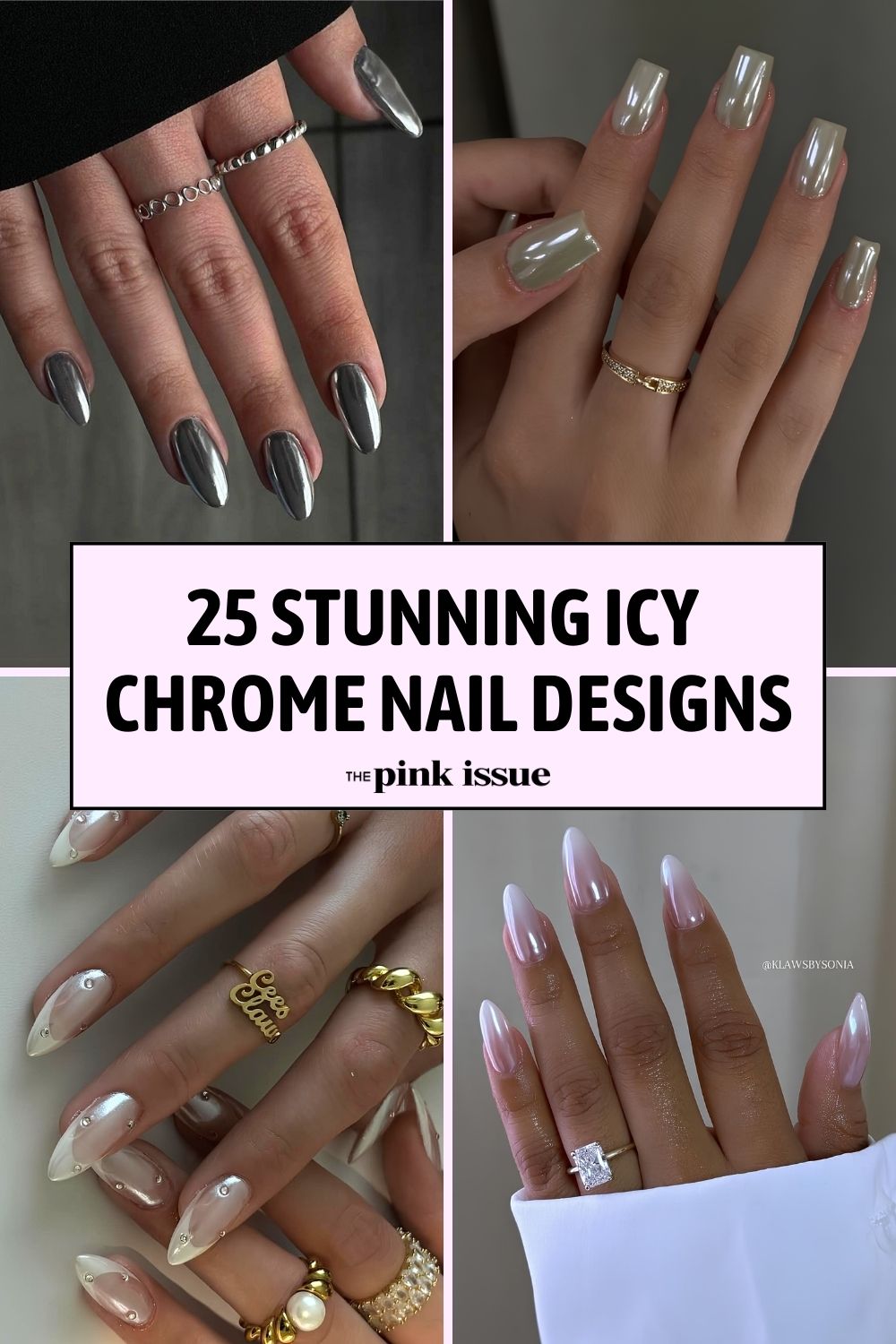 Icy chrome nail ideas Pinterest