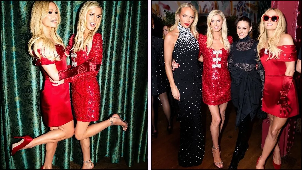 Paris and Nicky Hilton holiday party outfits