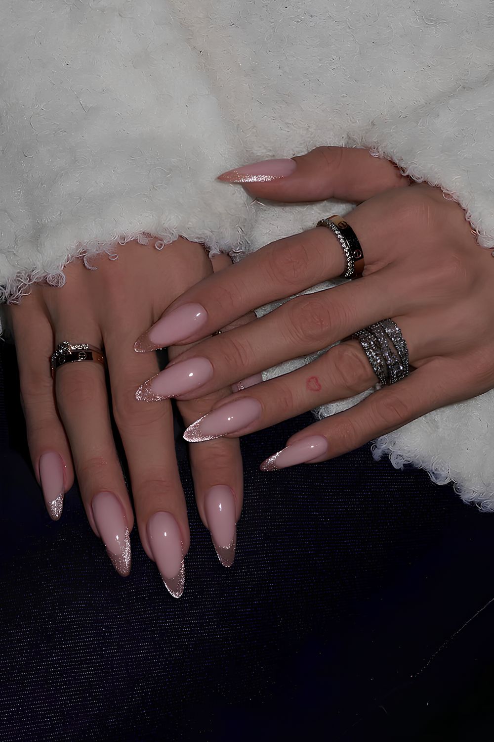 Pink velvet French tips