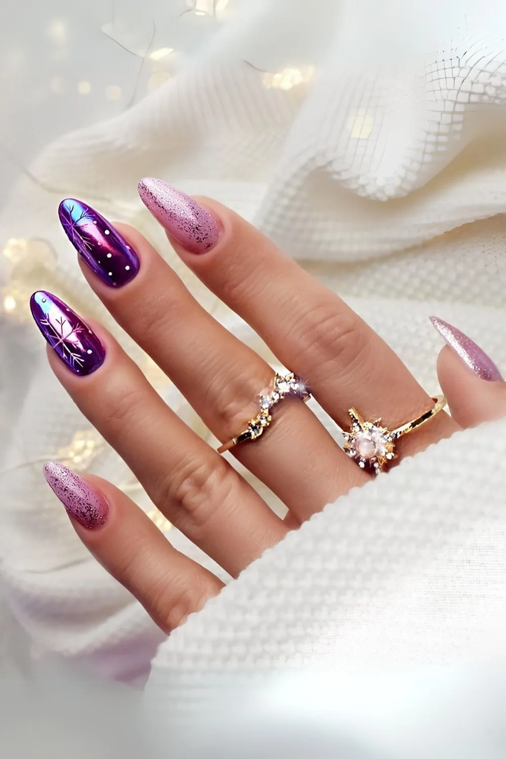 Purple chrome holiday nails