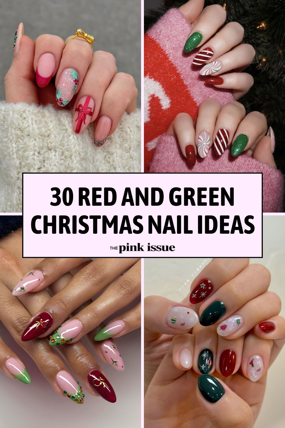 Red and green Christmas nails Pinterest