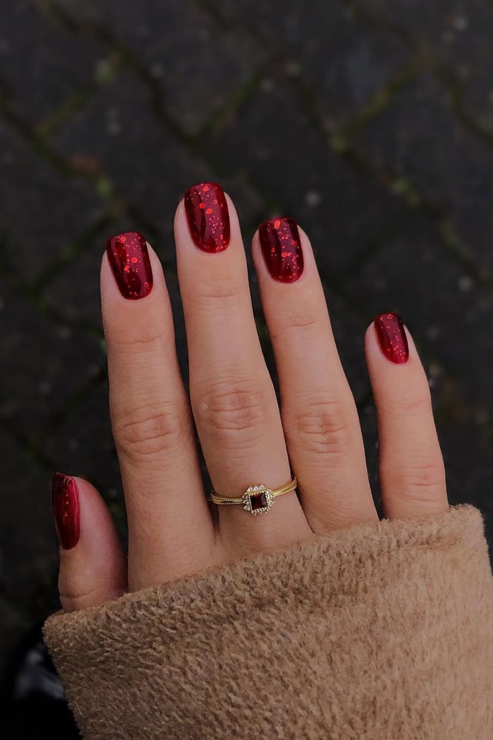 Red glitter nails