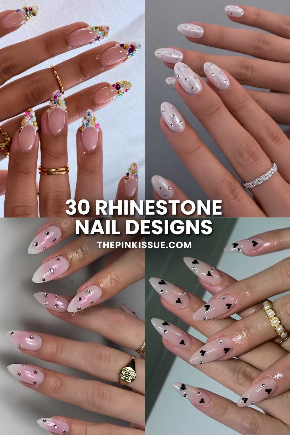 Rhinestone nail designs Pinterest