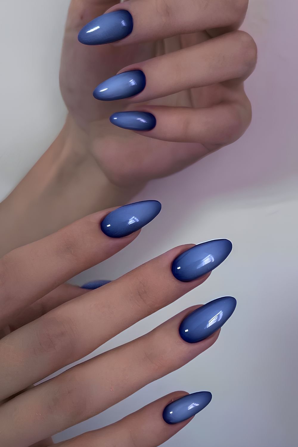 Sapphire blue aura effect nails