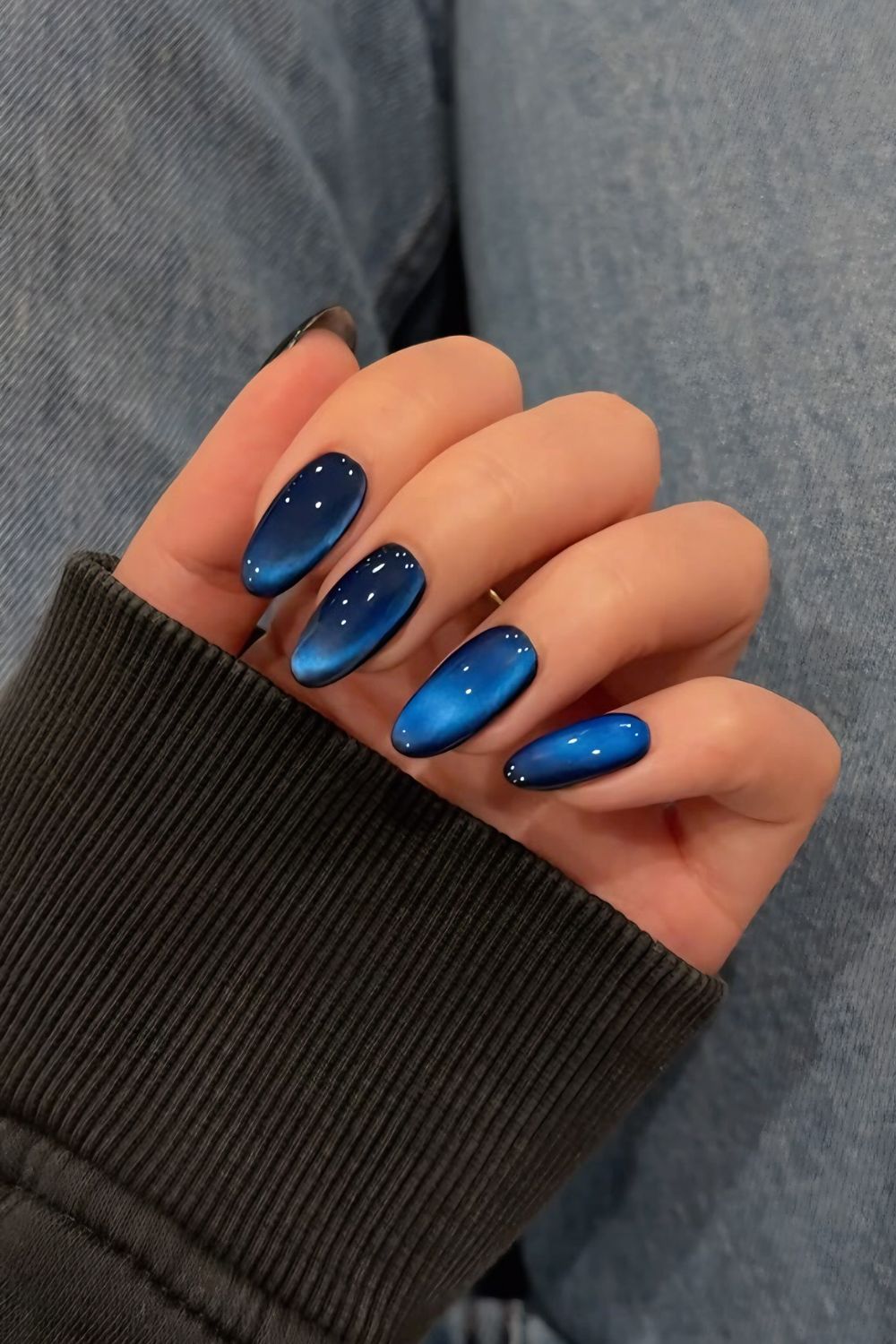 Sapphire blue glass effect nails