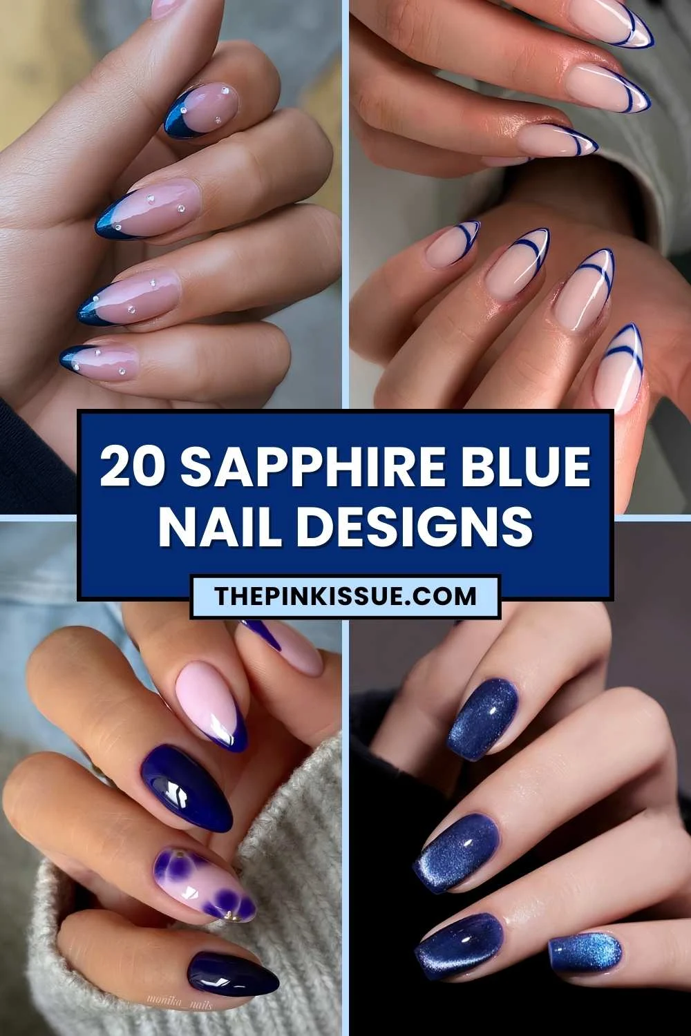 Sapphire blue nail inspo Pinterest