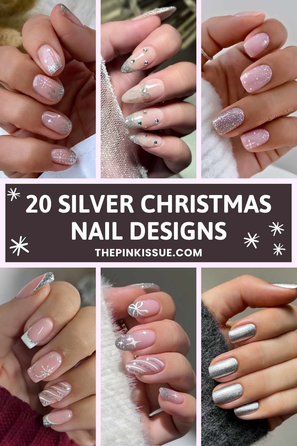 Silver Christmas nail designs Pinterest