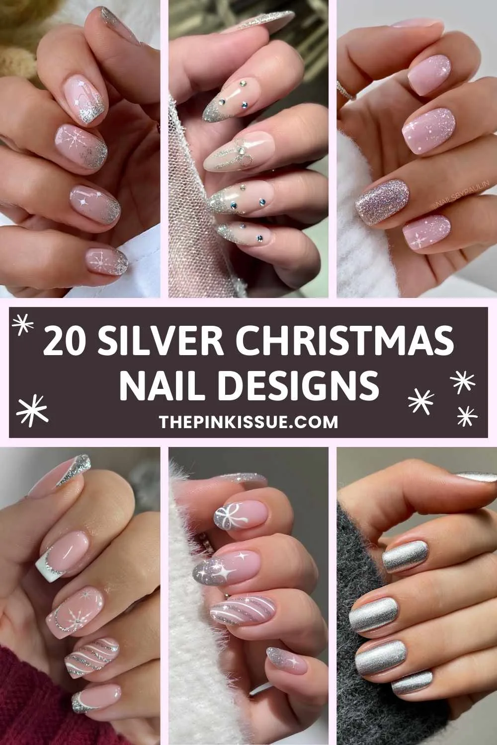Silver Christmas nail designs Pinterest