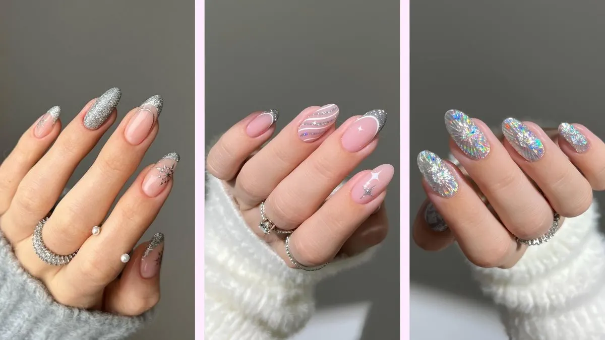 Silver Christmas nails